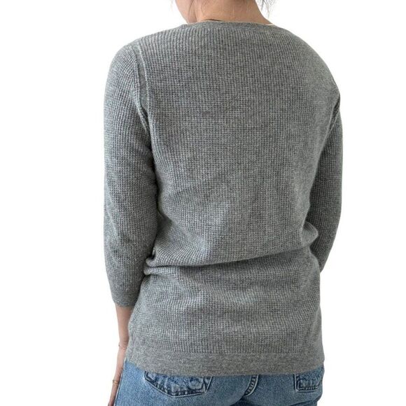Calvin Klein Exclusive Womens Light Gray Waffle Knit 100% Cashmere Soft Sweater - Picture 6 of 8